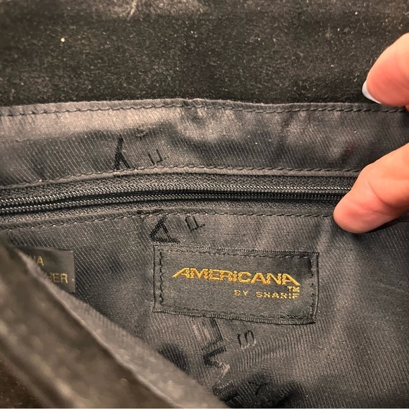 Americana by Sharif Black Suede & Calf Hair flap satchel crossbody Bag - Picture 10 of 11